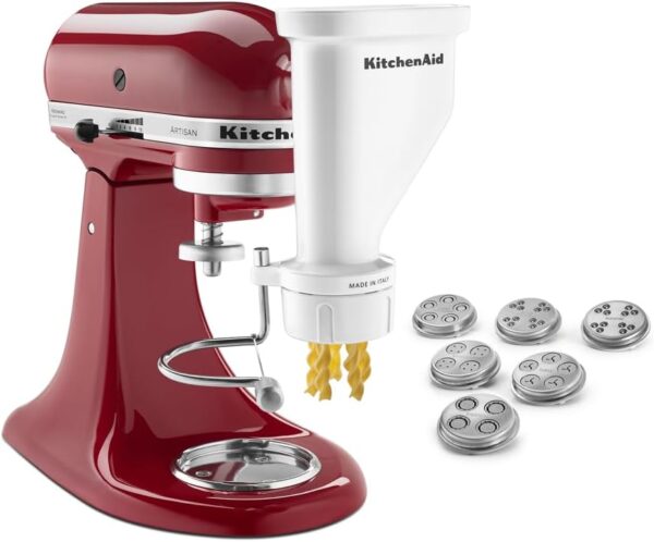 KitchenAid KSMPEXTA Gourmet Pasta Press Attachment with 6 Interchangeable Pasta Plates, White - Image 3