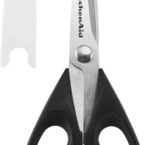 KitchenAid All Purpose Kitchen Shears with Protective Sheath Durable Stainless Steel Scissors, Dishwasher Safe, Soft Grip Comfort Handle, 8.72 Inch, Black