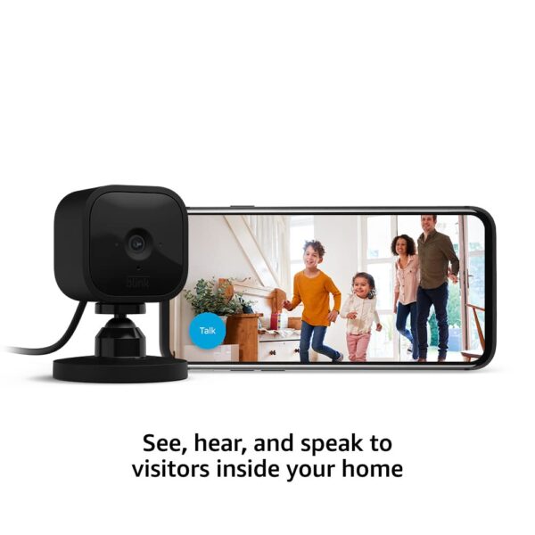 Blink Mini - Compact indoor plug-in smart security camera, 1080p HD video, night vision, motion detection, two-way audio, easy set up, Works with Alexa – 2 cameras (Black) - Image 4