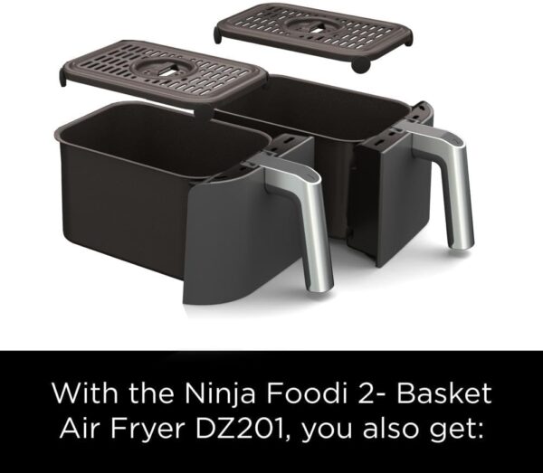 Ninja DZ201 Foodi 8 Quart 6-in-1 DualZone 2-Basket Air Fryer with 2 Independent Frying Baskets, Match Cook & Smart Finish to Roast, Broil, Dehydrate & More for Quick, Easy Meals, Grey - Image 13