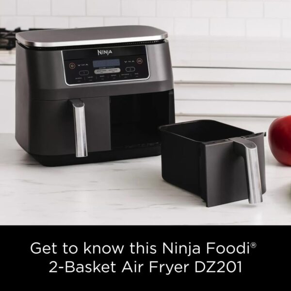 Ninja DZ201 Foodi 8 Quart 6-in-1 DualZone 2-Basket Air Fryer with 2 Independent Frying Baskets, Match Cook & Smart Finish to Roast, Broil, Dehydrate & More for Quick, Easy Meals, Grey - Image 12