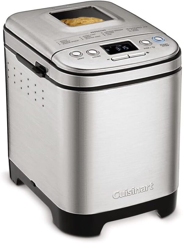 Cuisinart Bread Maker Machine, Compact and Automatic, Customizable Settings, Up to 2lb Loaves, CBK-110P1, Silver,Black