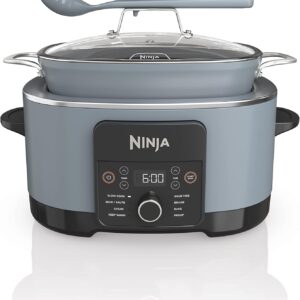 Ninja MC1001 Foodi PossibleCooker PRO 8.5 Quart Multi-Cooker, with 8-in-1 Slow Cooker, Dutch Oven, Steamer, Glass Lid Integrated Spoon, Nonstick, Oven Safe Pot to 500°F, Sea Salt Gray