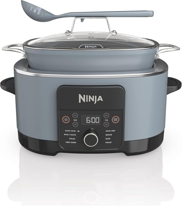 Ninja MC1001 Foodi PossibleCooker PRO 8.5 Quart Multi-Cooker, with 8-in-1 Slow Cooker, Dutch Oven, Steamer, Glass Lid Integrated Spoon, Nonstick, Oven Safe Pot to 500°F, Sea Salt Gray