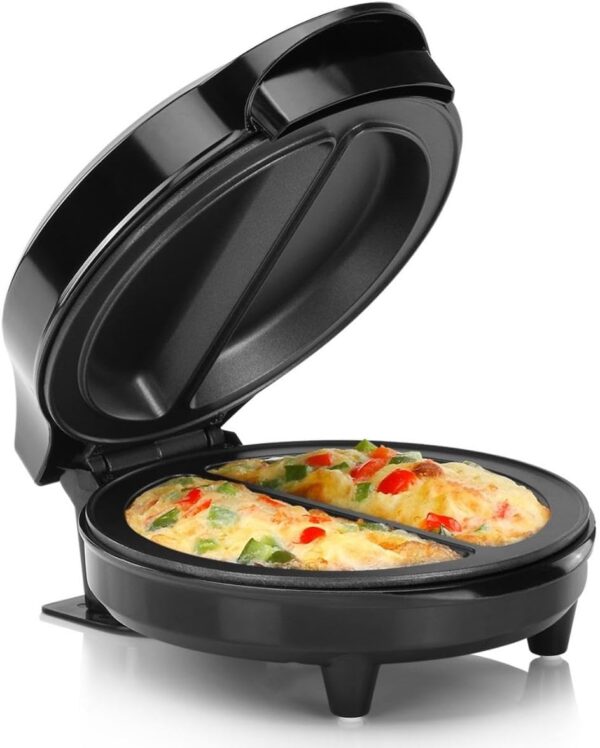 Holstein Housewares - Non-Stick Omelet & Frittata Maker, Stainless Steel - Makes 2 Individual Portions Quick & Easy (2 Section, Black)