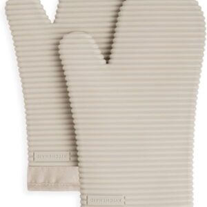 KitchenAid Ribbed Soft Silicone Oven Mitt Set, 7″x13″, Milkshake 2 Count