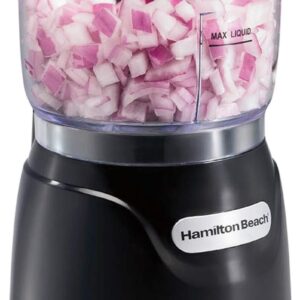 Hamilton Beach Electric Vegetable Chopper & Mini Food Processor, 3-Cup, 350 Watts, for Dicing, Mincing, and Puree, Black (72850)