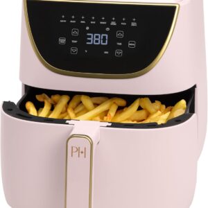 Paris Hilton Air Fryer, Large 6-Quart Capacity, Touchscreen Display, 8-in-1 (Air Fry, Roast, Broil, Bake, Reheat, Keep Warm, Pizza, Dehydrate), Dishwasher Safe and Nonstick Basket and Crisper, Pink