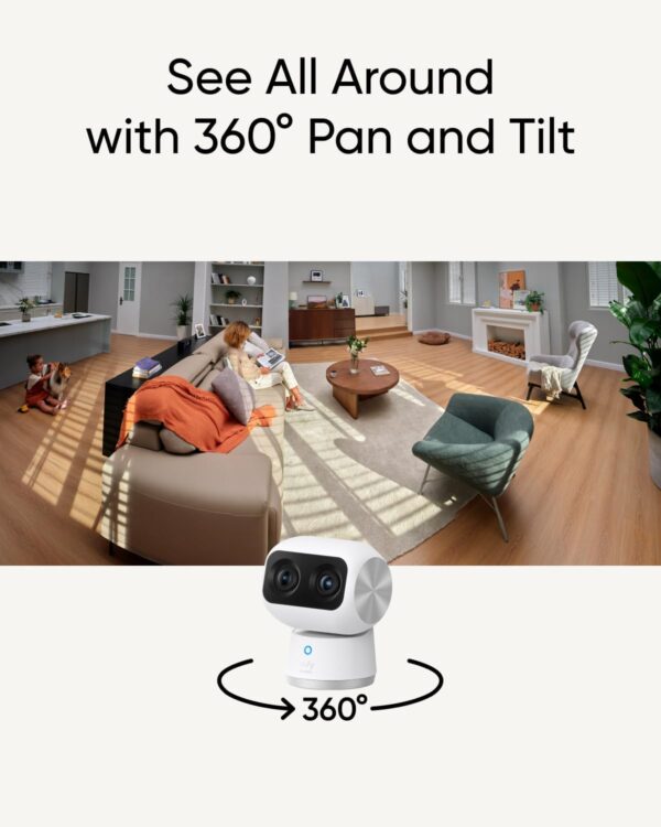 eufy Security Indoor Cam S350, Dual Cameras, 4K UHD Security Camera with 8× Zoom, 360° Camera, Baby Monitor, Pet Camera, Human/Pet Detection, AI Tracking, 2.4G/5G Wi-Fi, Plug in - Image 6