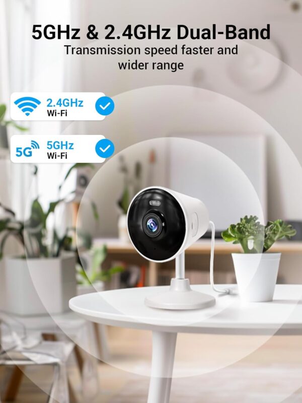 [5G & 2.4G] Indoor/Outdoor Security Camera for Home, Baby/Elder/Dog/Pet Camera with Phone App, Wi-Fi Camera w/Spotlight, Color Night Vision, 2-Way Audio, 24/7, SD/Cloud Storage, Work w/Alexa, 2Pack - Image 3