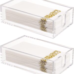 Rubtlamp 2 Pack Clear Napkin Holder, Flat Napkin Holder,9×5.5×2.5inch Acrylic Guest Towel Napkin Holder,Clear Bathroom Paper Hand Towels Storage Tray For Kitchen Dinning,New Year