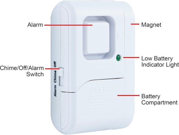 GE Personal Security Window and Door Alarm, 2 Pack, DIY Protection, Burglar Alert, Wireless Chime/Alarm, Easy Installation, Home Security, Ideal for Home, Garage, Apartment and More, White, 45115 - Image 4