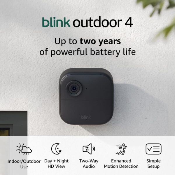 Certified Refurbished Blink Outdoor 4 (4th Gen) – Wire-free smart security camera, two-year battery life, two-way audio, HD live view, enhanced motion detection, Works with Alexa – 2 camera system - Image 2