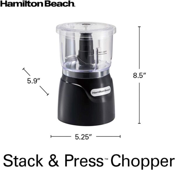 Hamilton Beach Electric Vegetable Chopper & Mini Food Processor, 3-Cup, 350 Watts, for Dicing, Mincing, and Puree, Black (72850) - Image 7