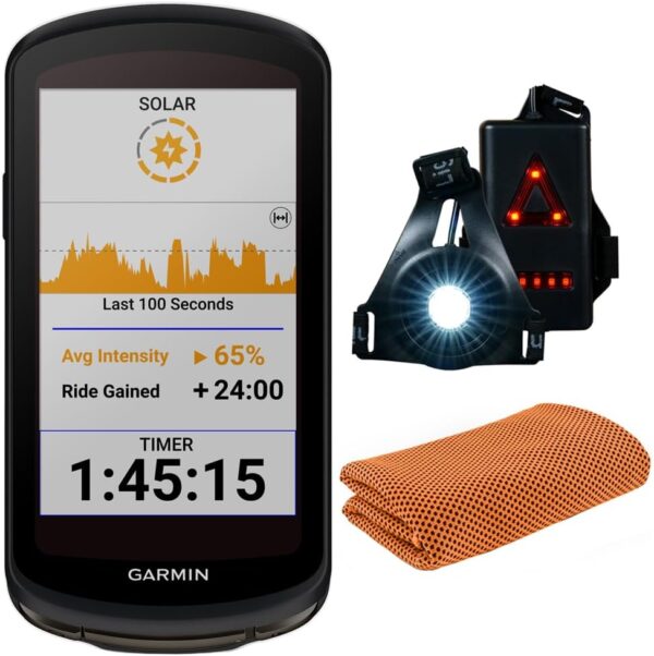 Garmin 010-02503-20 Edge 1040 Solar GPS Cycling Bike Computer | Official USA Partner Model | Bundle with Workout Cooling Sport Towel and Deco Essentials Wearable Commuter Front and Rear Safety Light - Image 2