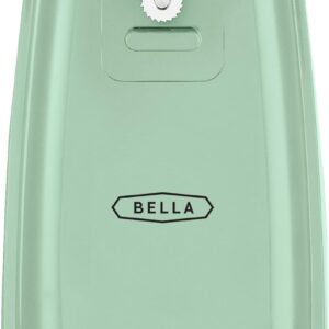 BELLA Electric Can Opener and Knife Sharpener, Multifunctional Jar and Bottle Opener with Removable Cutting Lever and Cord Storage, Stainless Steel Blade, Sage