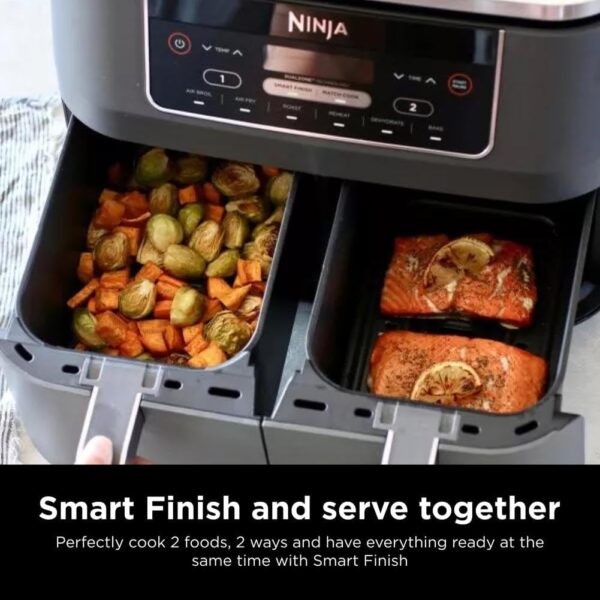 Ninja DZ201 Foodi 8 Quart 6-in-1 DualZone 2-Basket Air Fryer with 2 Independent Frying Baskets, Match Cook & Smart Finish to Roast, Broil, Dehydrate & More for Quick, Easy Meals, Grey - Image 5