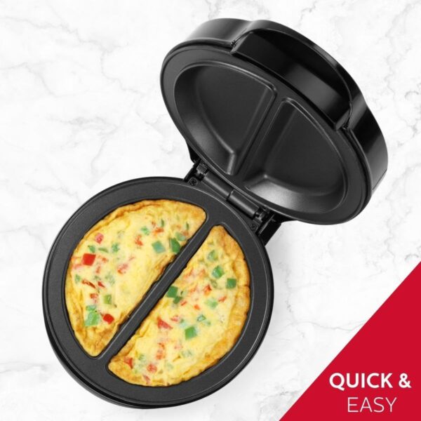 Holstein Housewares - Non-Stick Omelet & Frittata Maker, Stainless Steel - Makes 2 Individual Portions Quick & Easy (2 Section, Black) - Image 2