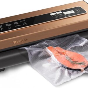 Vacuum Sealer Machine Powerful 90Kpa Precision 6-in-1 Compact Vacuum Food Preservation System Built-in Cutter, 2 Bag Rolls & 5 Pre-cut Bags, Dry&Moist Modes Smart Suction, ETL Listed (Copper)