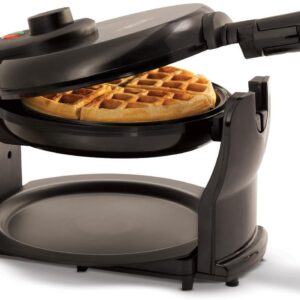 BELLA Classic Rotating Belgian Waffle Maker with Nonstick Plates, Removable Drip Tray, Adjustable Browning Control and Cool Touch Handles, Black