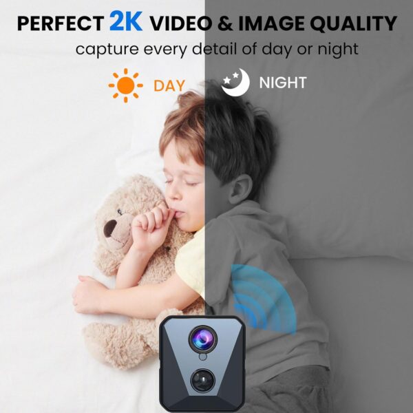 Hidden Camera | Spy camera, Improved 2K WiFi Mini Camera, Real-Time View,100 Days Battery Life, Cloud & SD Storage, Clear Night Vision, AI Motion Detection, Security Wireless Camera Nanny Cam - Image 3