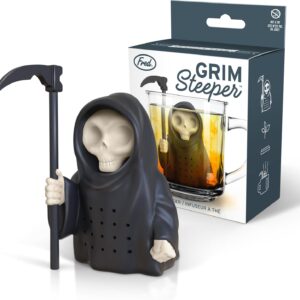 Genuine Fred, GRIM STEEPER, Grim Reaper Reusable Silicone Tea Infuser, Black, Fun Gift for Tea Lovers, Clever Kitchen Gadget