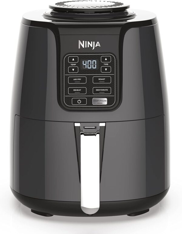 Ninja Air Fryer, Roast, Bake, Air Fry, Roast, Broil, Reheats, & Dehydrates, 4-in-1, Fries, Frozen Food, Veggies, and Juicy Meat, Less Oil, Easy Meals, Healthy Meals, Compact, 4 QT, Grey, AF101