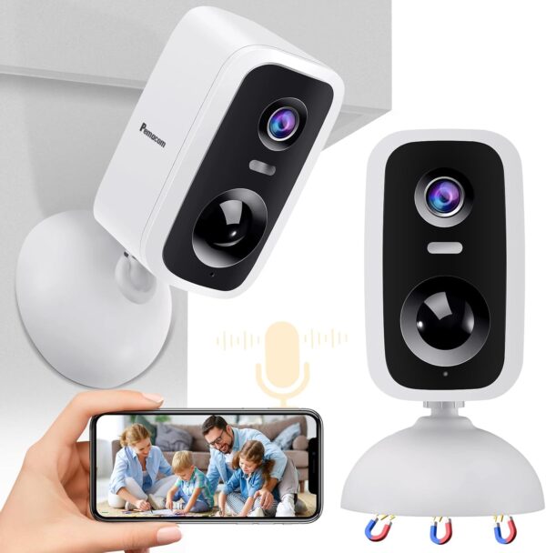 Magnetic Security Cameras Wireless Outdoor - 2-Pack, 2K HD Video, AI Motion Detection, Color Night Vision, Battery Powered, Waterproof, Easy Setup, for Indoor and Outdoor Use in Home, Garage, Office - Image 2