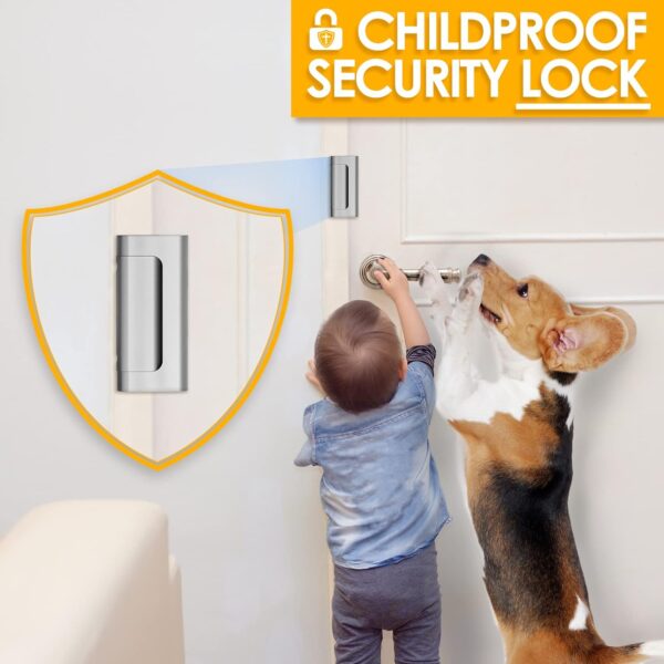 Home Security Door Lock, 2 Pack Childproof Door Reinforcement Lock with 3 Inch Stop Withstand 800 lbs for Top Front Inward Swinging Door, Upgrade Flip High Night Lock to Defend Your Home Kids - Image 6