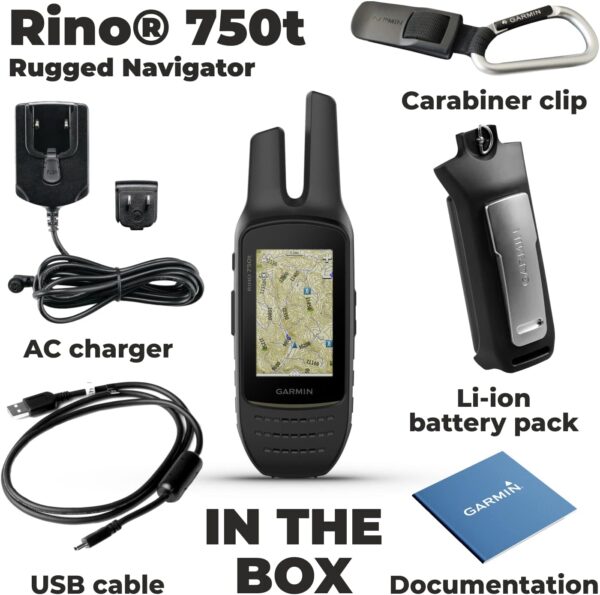 Wearable4U - Garmin Rino 750t Two-Way Radio Navigator with Topo Mapping with E-Bank Bundle - Image 7