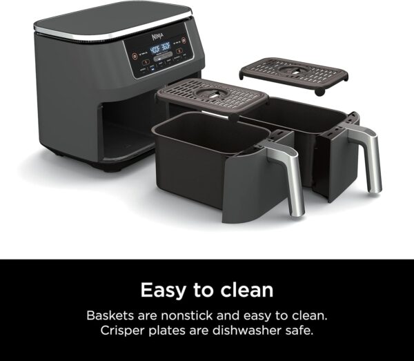 Ninja DZ201 Foodi 8 Quart 6-in-1 DualZone 2-Basket Air Fryer with 2 Independent Frying Baskets, Match Cook & Smart Finish to Roast, Broil, Dehydrate & More for Quick, Easy Meals, Grey - Image 8