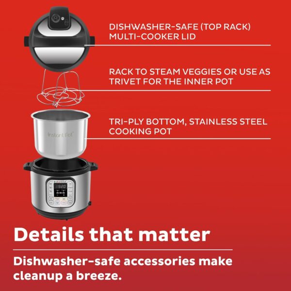 Instant Pot Duo 7-in-1 Mini Electric Pressure Cooker, Slow Rice Cooker, Steamer, Sauté, Yogurt Maker, Warmer & Sterilizer, Includes Free App with over 1900 Recipes, Stainless Steel, 3 Quart - Image 5