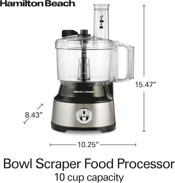 Hamilton Beach Food Processor & Vegetable Chopper for Slicing, Shredding, Mincing, and Puree, 10 Cups + Easy Clean Bowl Scraper, Black and Stainless Steel (70730) - Image 8