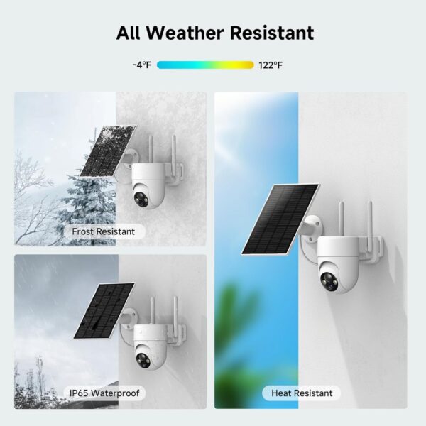 2K Solar Security Cameras Wireless Outdoor, 2PCS Outdoor Camera Wireless with 360° View, Cameras for Home Security with Color Night Vision/2-Way Audio, 2.4GHz Wi-Fi Only - Image 8