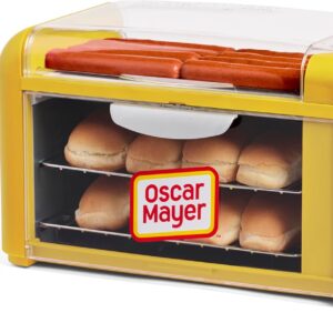 Nostalgia Oscar Mayer Extra Large Countertop 8 Hot Dog Roller and Bun Toaster Oven – Stainless Steel Rollers and Non-stick Warming Racks – Adjustable Timer