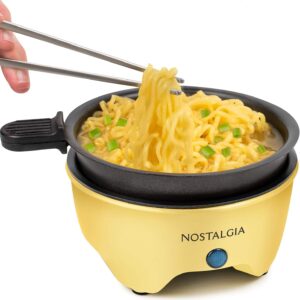 Nostalgia MyMini Personal Electric Skillet & Rapid Noodle Maker, Perfect For Healthy Keto & Low-Carb Diets, Yellow