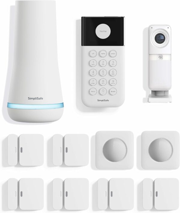 SimpliSafe 11 Piece Wireless Home Security System Gen 3 with Wireless Indoor HD Camera - Optional 24/7 Professional Monitoring - No Contract - Compatible with Alexa and Google Assistant,White - Image 2