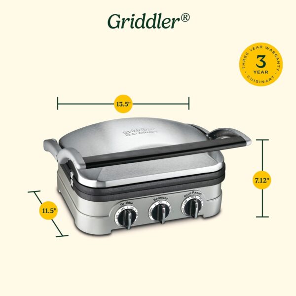 Cuisinart Panini Press, Stainless Steel Griddler, Sandwich Maker & More, 5-IN-1, GR-4NP1 - Image 6