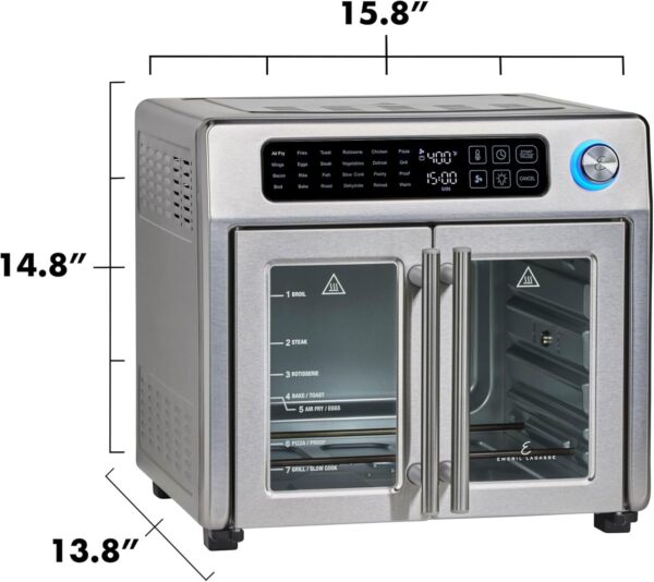 Emeril Lagasse 26 QT Extra Large Air Fryer, Convection Toaster Oven with French Doors, Stainless Steel - Image 2