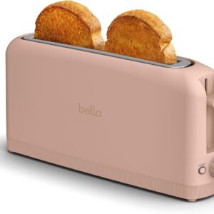 bella 2 Slice Slim Toaster, Fits-anywhere™ Kitchenware, 6 Setting Shade Control with Reheat & Cancel Buttons, Removable Crumb Tray, 10” Long Slot, Anti Jam & Auto Shutoff, 900 Watt, Blossom