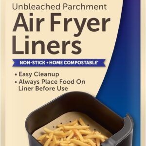 Reynolds Kitchens Air Fryer Liners Disposable, Unbleached Parchment Paper Sheets, 50 Count