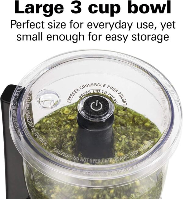 Hamilton Beach Electric Vegetable Chopper & Mini Food Processor, 3-Cup, 350 Watts, for Dicing, Mincing, and Puree, Black (72850) - Image 3