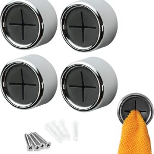 S&T INC. Round Adhesive Push Towel Hooks for Kitchen, Hand and Dish Towels, Grey, 4 Pack