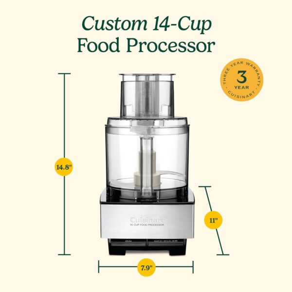 Cuisinart Food Processor 14-Cup Vegetable Chopper for Mincing, Dicing, Shredding, Puree & Kneading Dough, Stainless Steel, DFP-14BCNY - Image 6