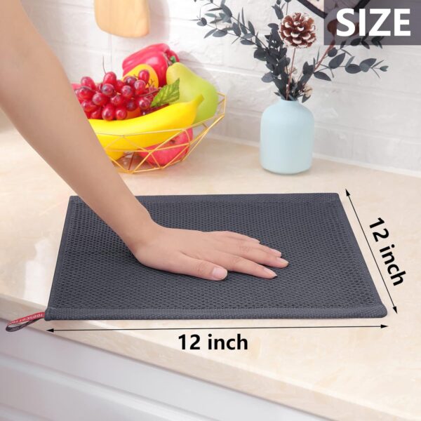 Homaxy 100% Cotton Waffle Weave Kitchen Dish Cloths, Ultra Soft Absorbent Quick Drying Dish Towels, 12 x 12 Inches, 6-Pack, Dark Grey - Image 5