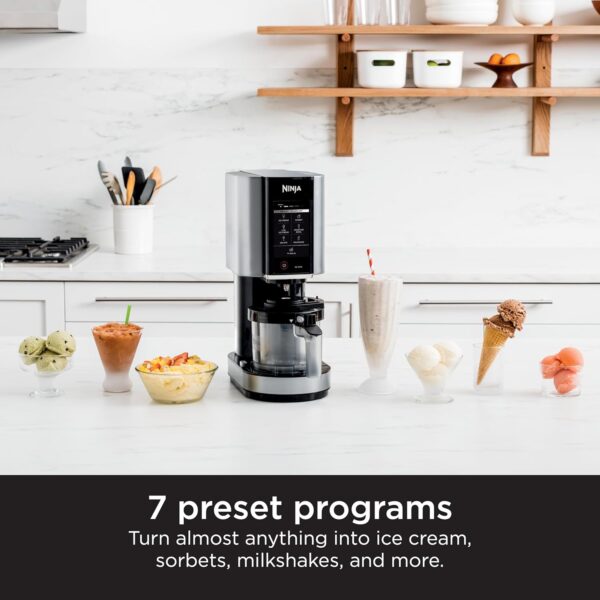 Ninja NC301 CREAMi Ice Cream Maker, for Gelato, Mix-ins, Milkshakes, Sorbet, Smoothie Bowls & More, 7 One-Touch Programs, with (2) Pint Containers & Lids, Compact Size, Perfect for Kids, Silver - Image 2