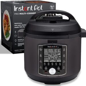 Instant Pot Pro 10-in-1 Pressure Cooker, Slow Cooker, Rice/Grain Cooker, Steamer, Sauté, Sous Vide, Yogurt Maker, Sterilizer, and Warmer, Includes App With Over 800 Recipes, Black, 6 Quart