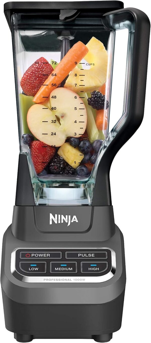 Ninja BL610 Professional 72 Oz Countertop 1000-Watt Base and Total Crushing Technology for-Smoothies, Ice and Frozen Fruit, Black, Blender + Pitcher