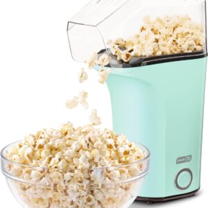 DASH Hot Air Popcorn Popper Maker with Measuring Cup to Portion Popping Corn Kernels + Melt Butter, 16 Cups – Aqua