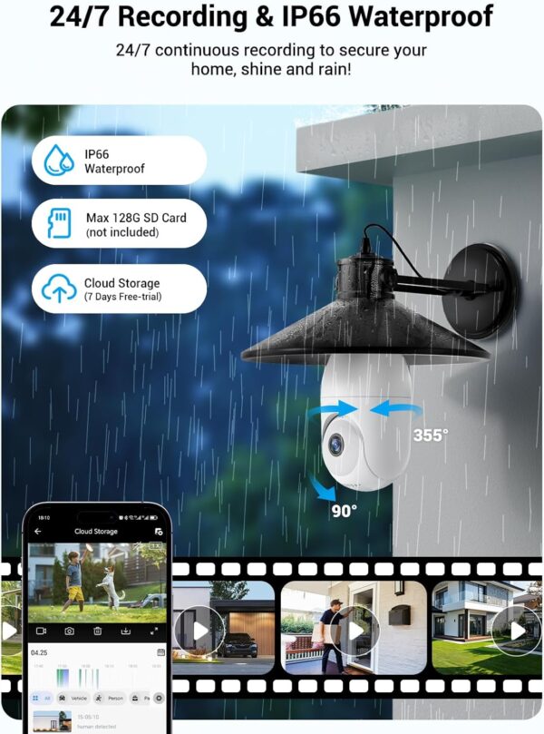 Light Bulb Security Camera Wireless Outdoor Indoor, 5G&2.4G WiFi Security Cameras with Patrol Function, AI Human Detection, Motion Tracking, Two-Way Talk, Color Night Vision, Alarm, 24/7 Recording - Image 7